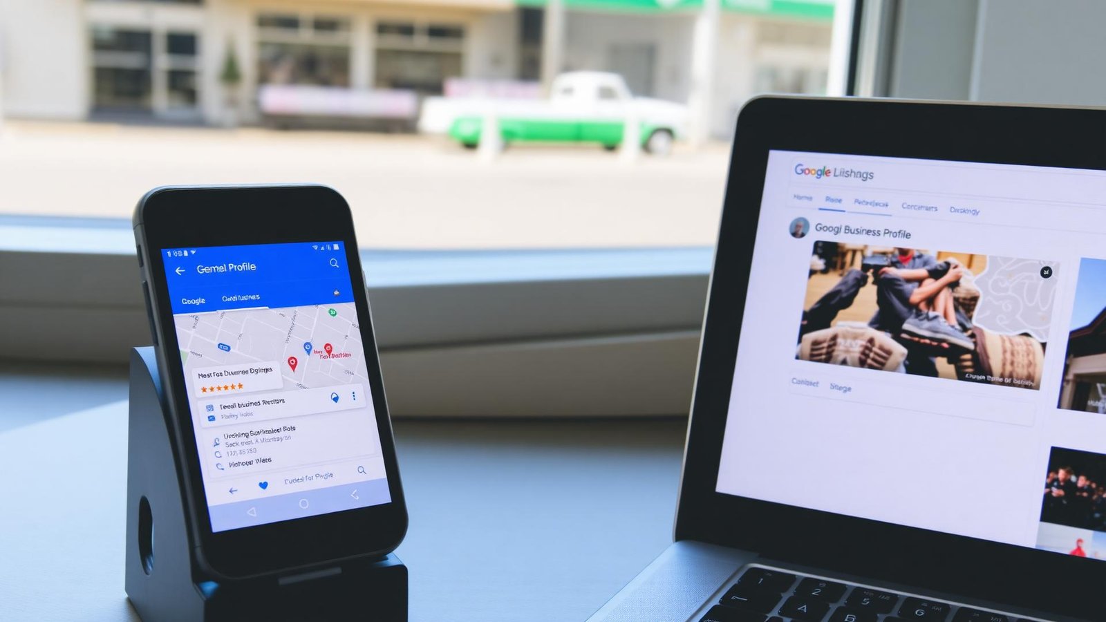 Google Maps local search results showing business listings and reviews