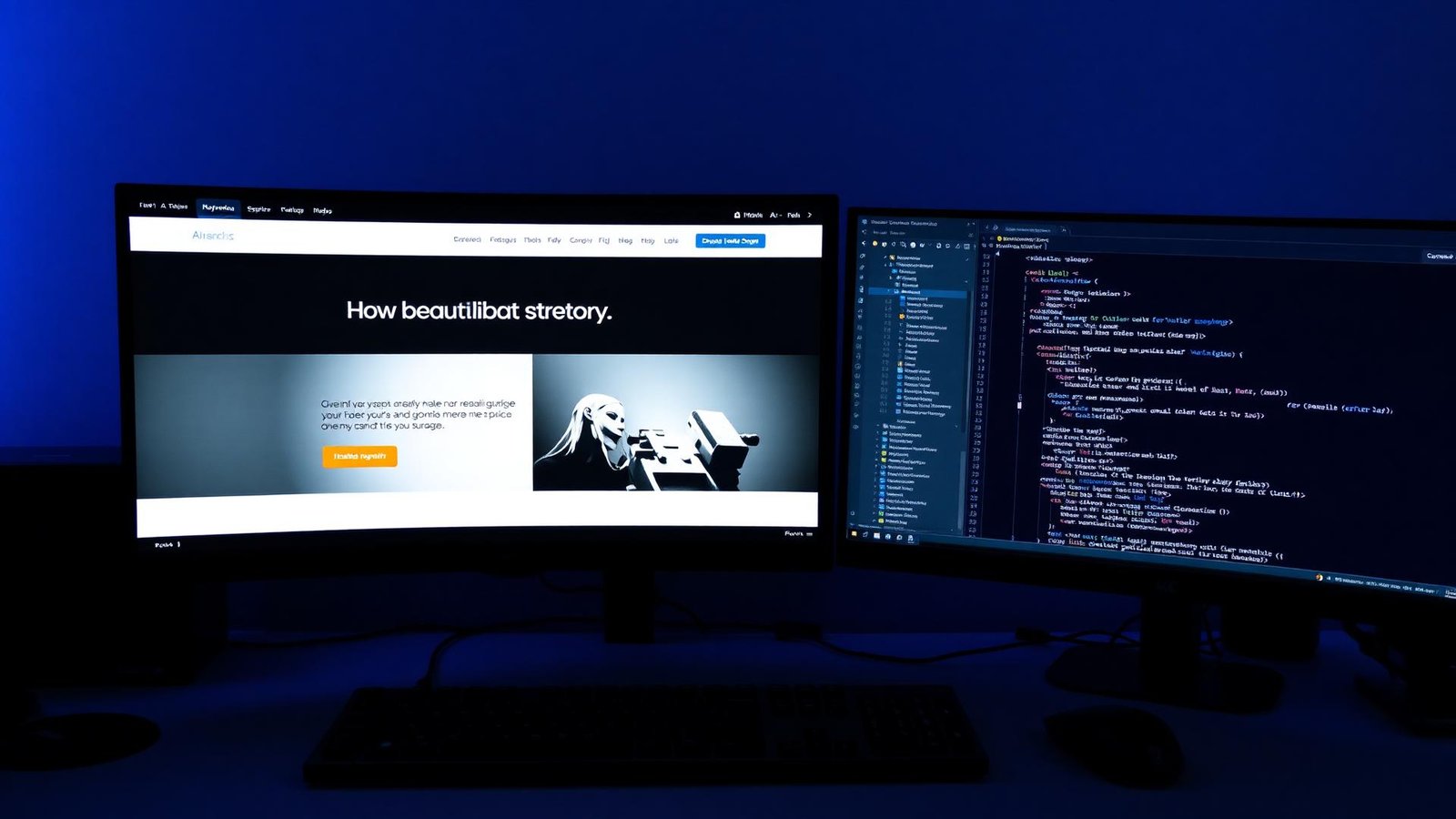 Modern responsive website design on desktop and mobile devices